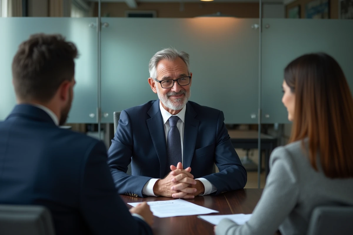Avocat spécialisé en droit de la famille conseillant un couple lors d'une consultation pour une procédure de divorce